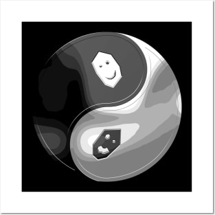 Neo Yin Yang - combined - grayscale Posters and Art